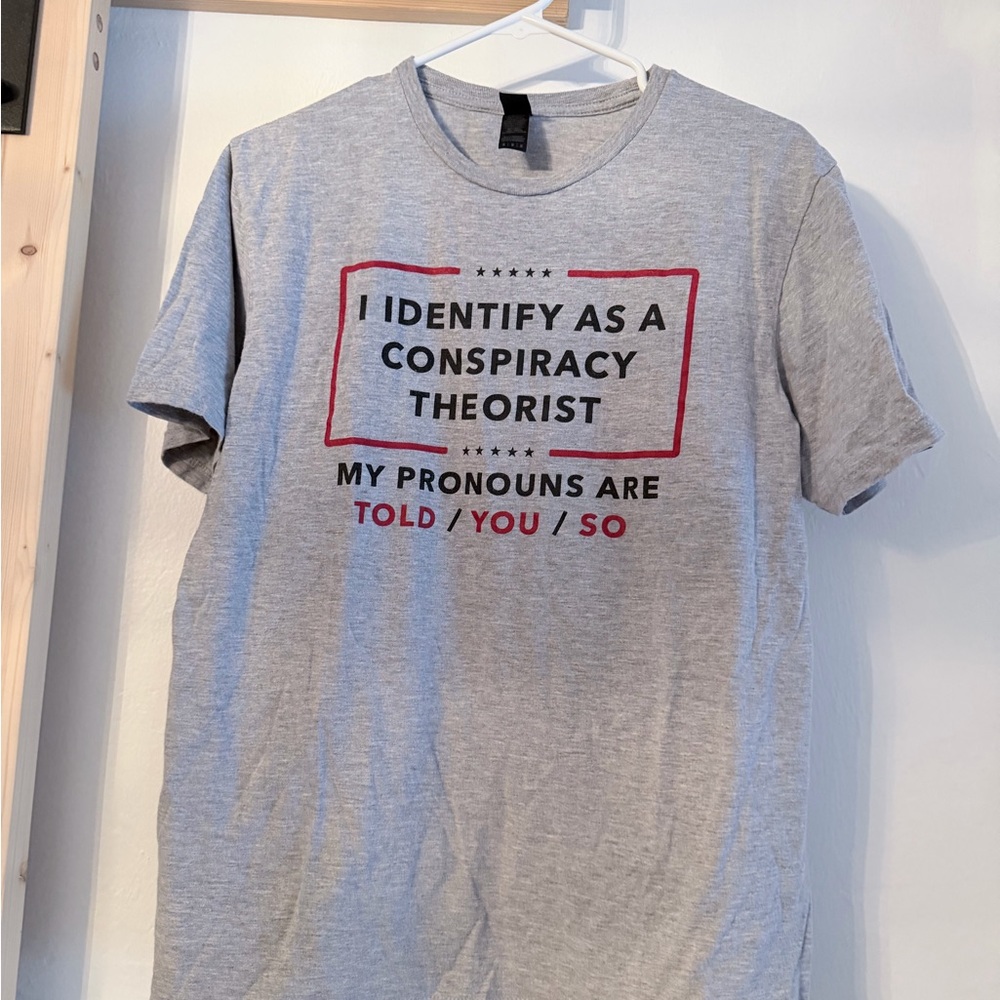 I Identify As A Conspiracy Theorist Graphic Tee - Gray